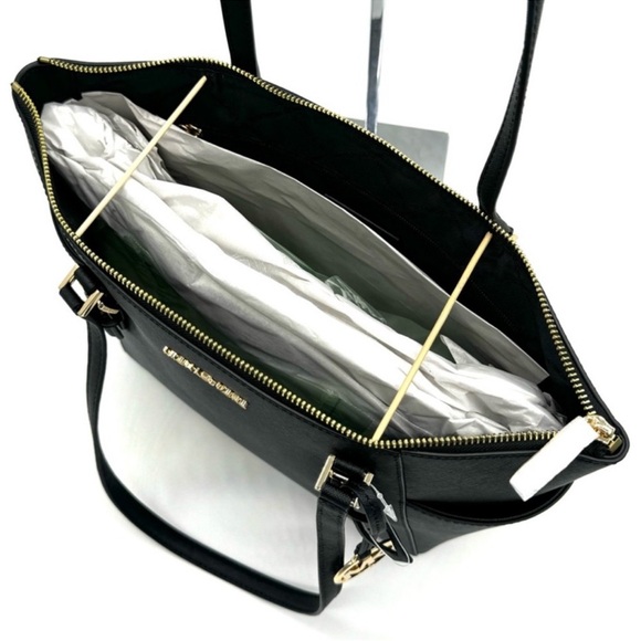 Michael Kors Large Charlotte TZ Tote Bag & Large Trifold Wallet Black/Gold - Picture 8 of 14